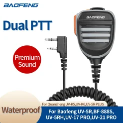 Baofeng Walkie Talkie Dual PTT Speaker Microphone for UV-5R, BF-888S & More