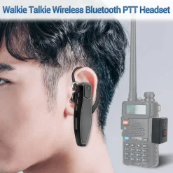 Baofeng Walkie Talkie Bluetooth PTT Headset Earpiece – Hands-Free K Plug for Kenwood UV-5R & BF-888S