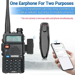 Alternative view of Baofeng Walkie Talkie Bluetooth PTT Headset Earpiece – Hands-Free K Plug for Kenwood UV-5R & BF-888S