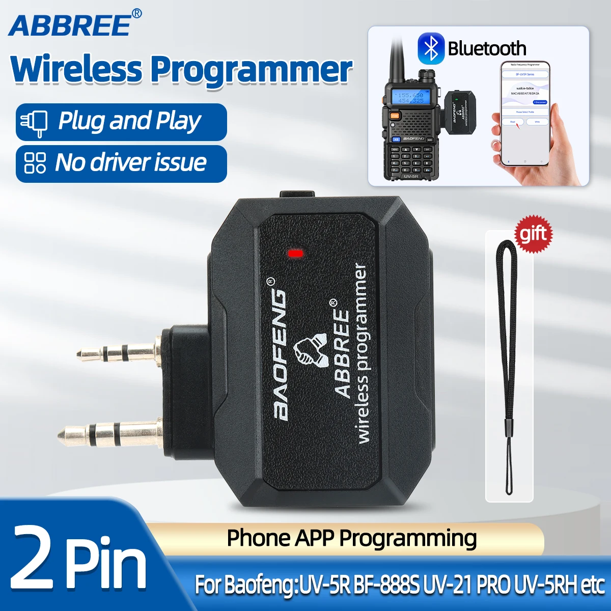 Bluetooth Wireless Programmer for Baofeng Walkie Talkies – Easy Plug & Play with Phone APP